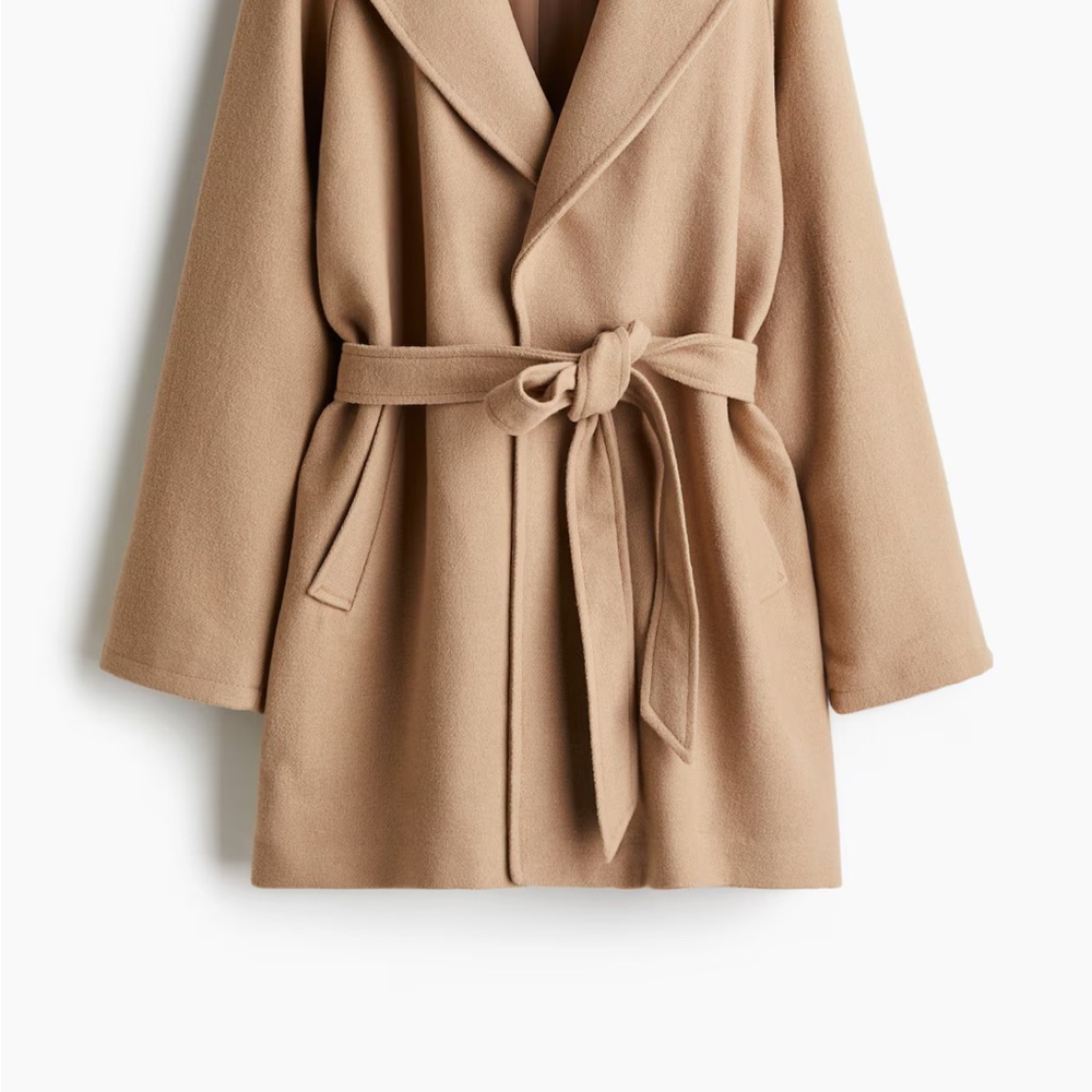 Tie Belt Felted Coat H&M